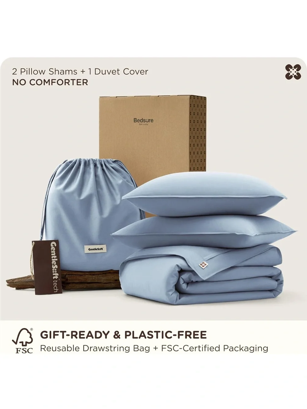 NEW Bedsure PureWoven Bamboo/Cotton Cooling Duvet Cover, Ideal for Hot Sleepers,